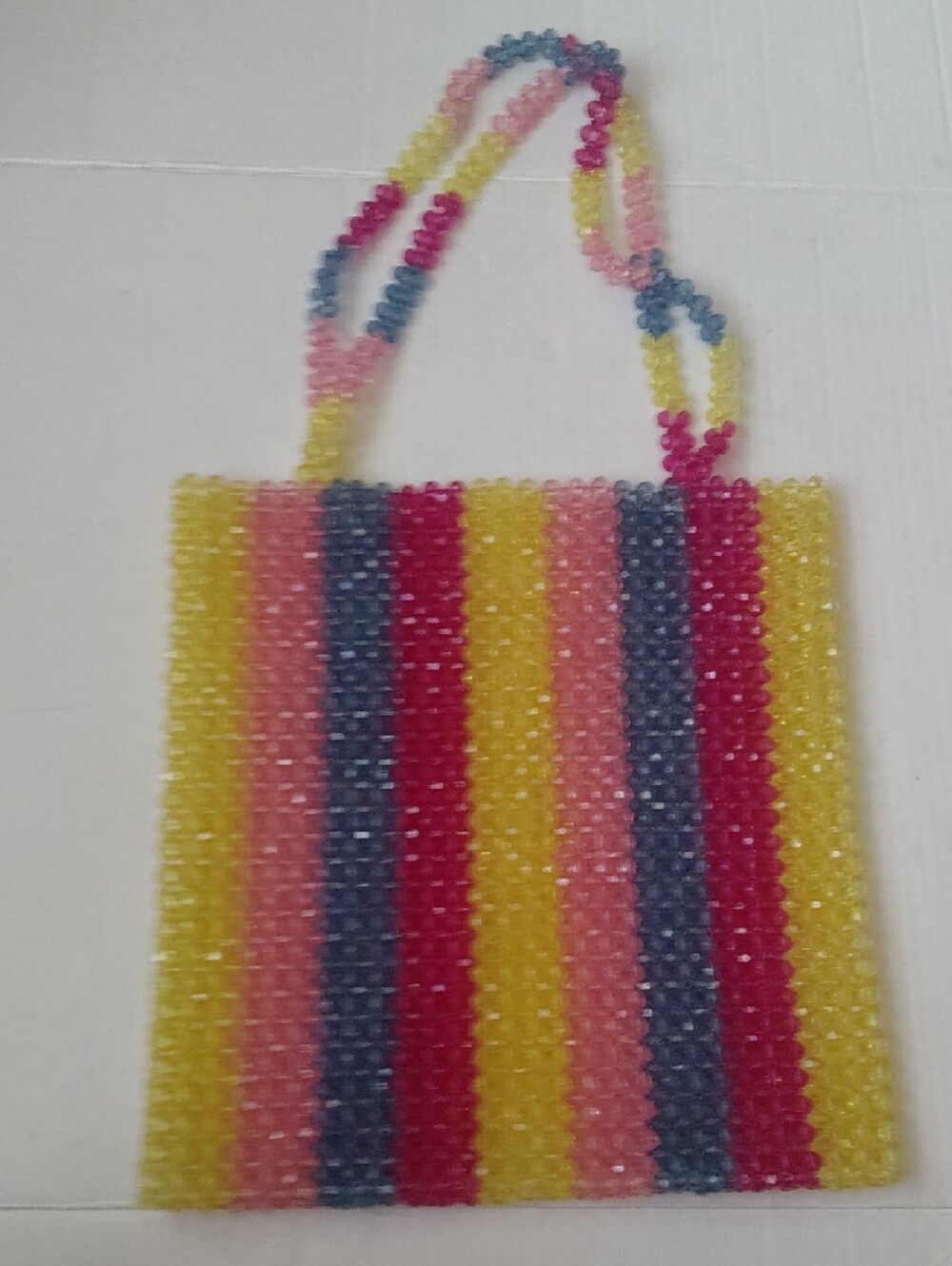FOREVER 21 Womens Multicolor Colorful Beaded Stripe Shoulder Bag 12"x11" EUC - Picture 6 of 9